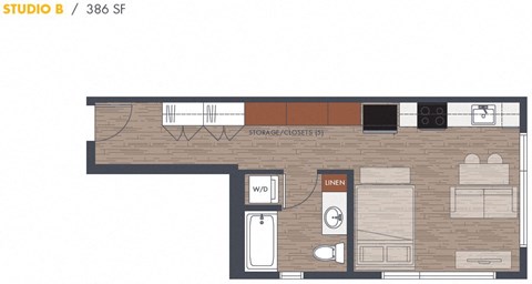 Studio Floorplan 386sf